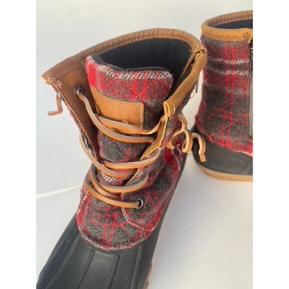 STQ Walk Into Winter Boots Women Size 9 Red Plaid Duck ST210317 Synthetic/TPR - Picture 6 of 12
